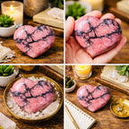 Rhodonite Crystal Heart Carving – Polished Statement Stone - New Age Realms
