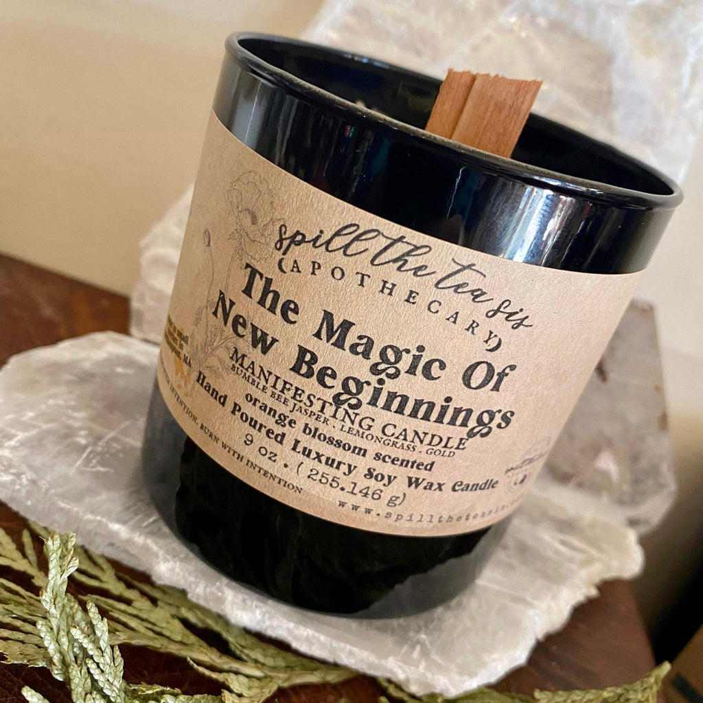 Vela de intención Magia de Nuevos Comienzos | Vela de cera de soja para abrir caminos y manifestar