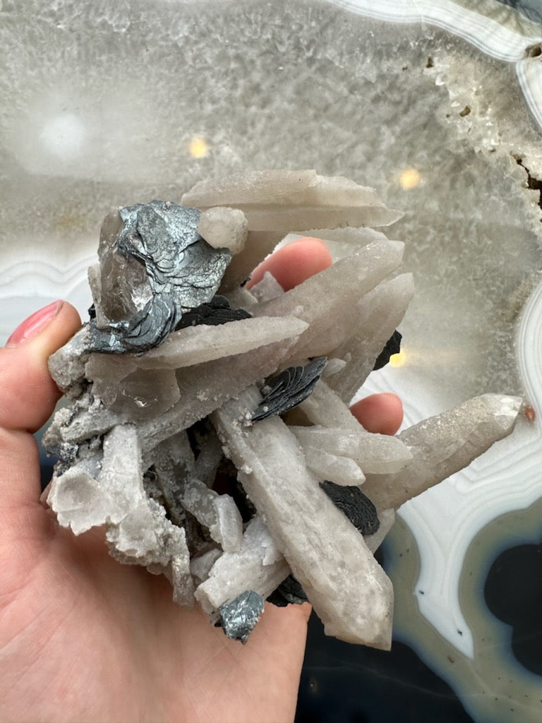 Dogtooth Calcite Cluster with Mica - New Age Realms