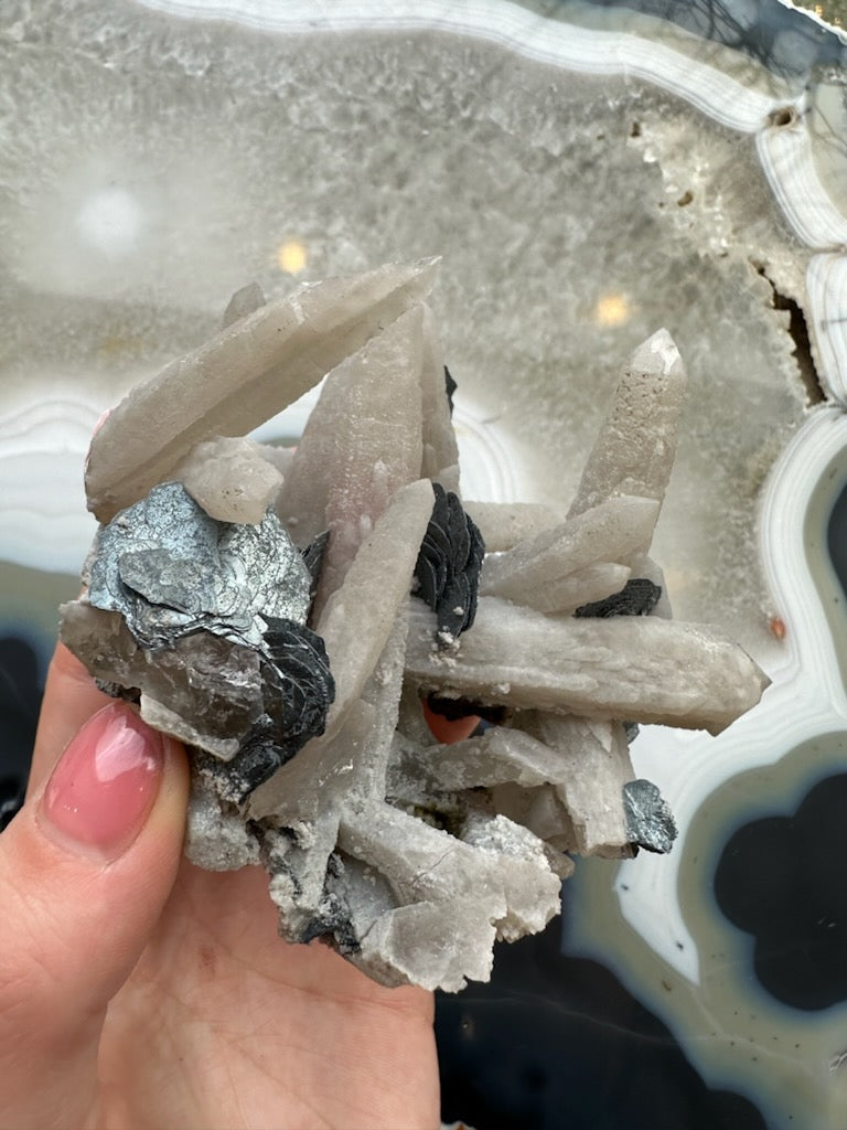 Dogtooth Calcite Cluster with Mica - New Age Realms