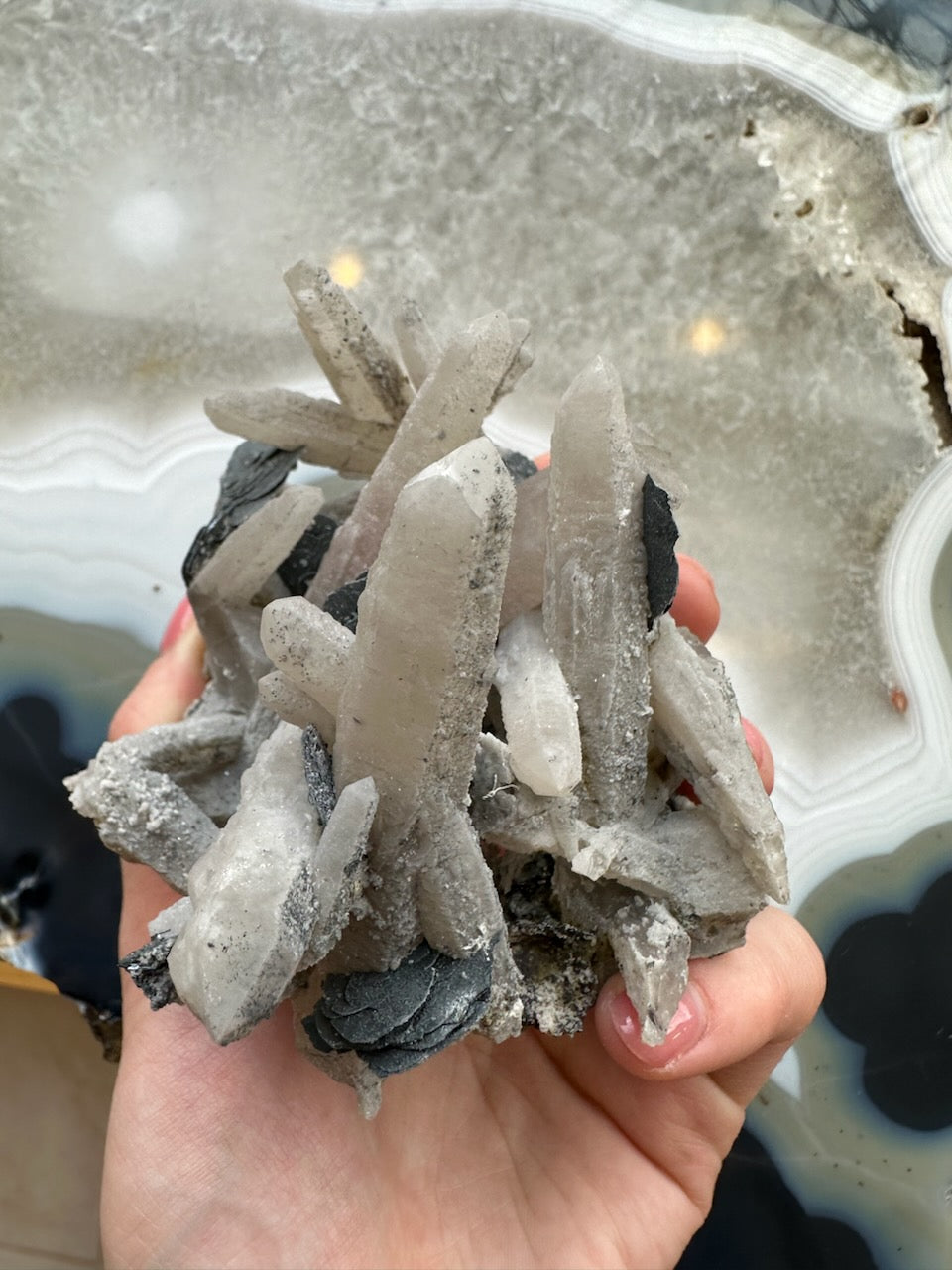 Dogtooth Calcite Cluster with Mica - New Age Realms