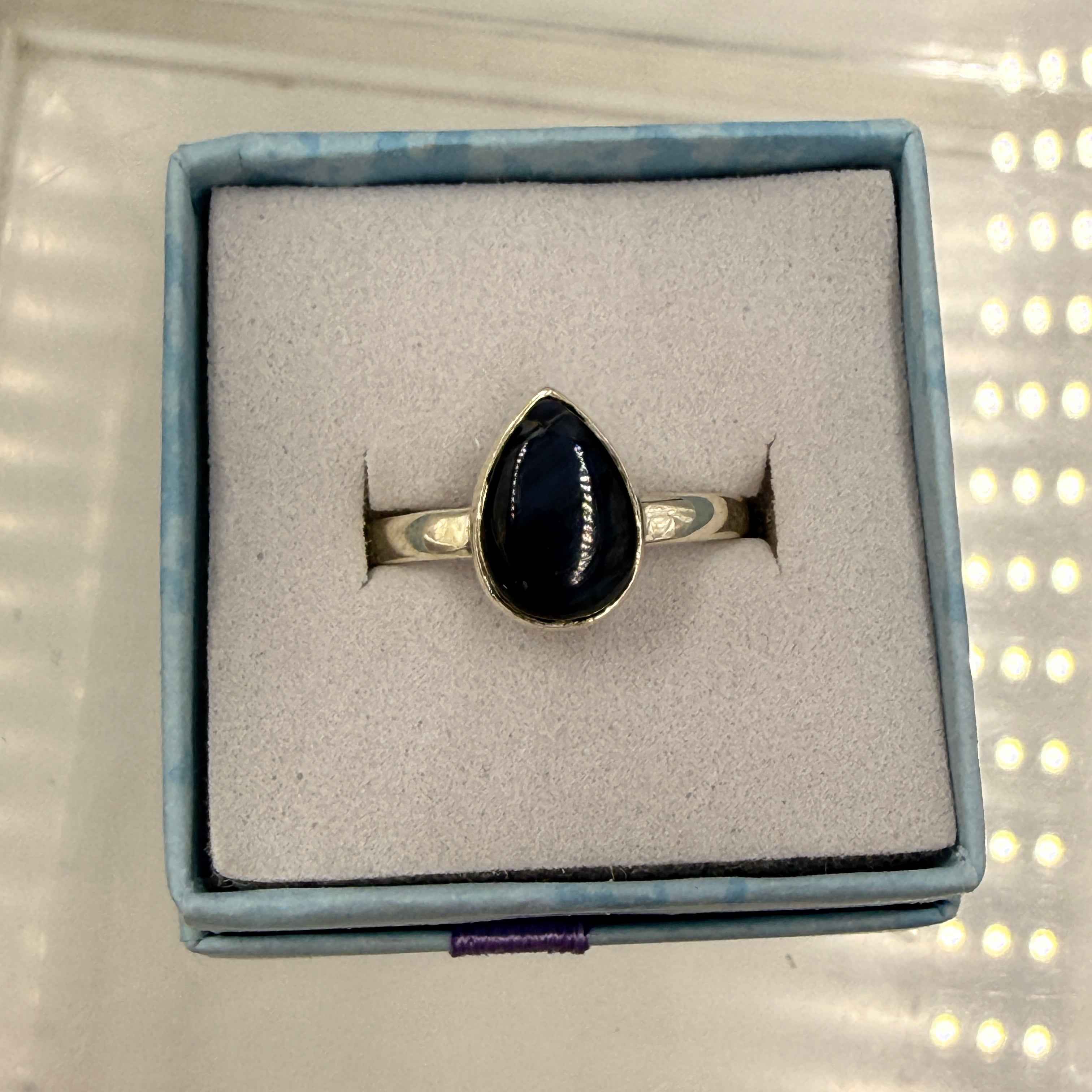 Sterling Silver Teardrop Pietersite Ring - Size 9 - Grounding, Transformative & Insightful