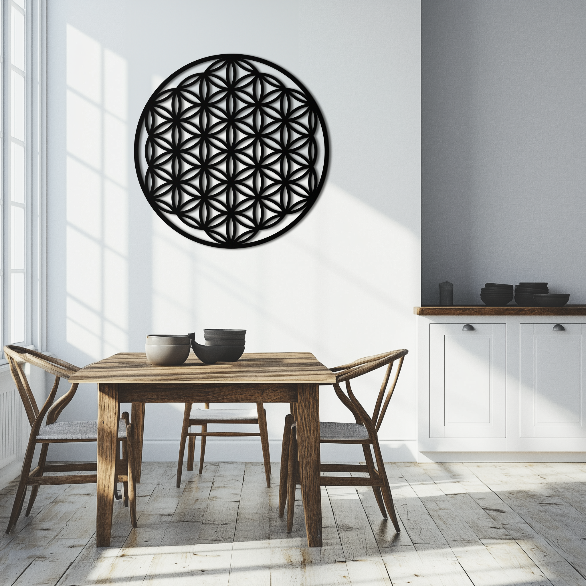 Sacred Geometry Metal Wall Art - Flower of Life Design - KAF158 - New Age Realms