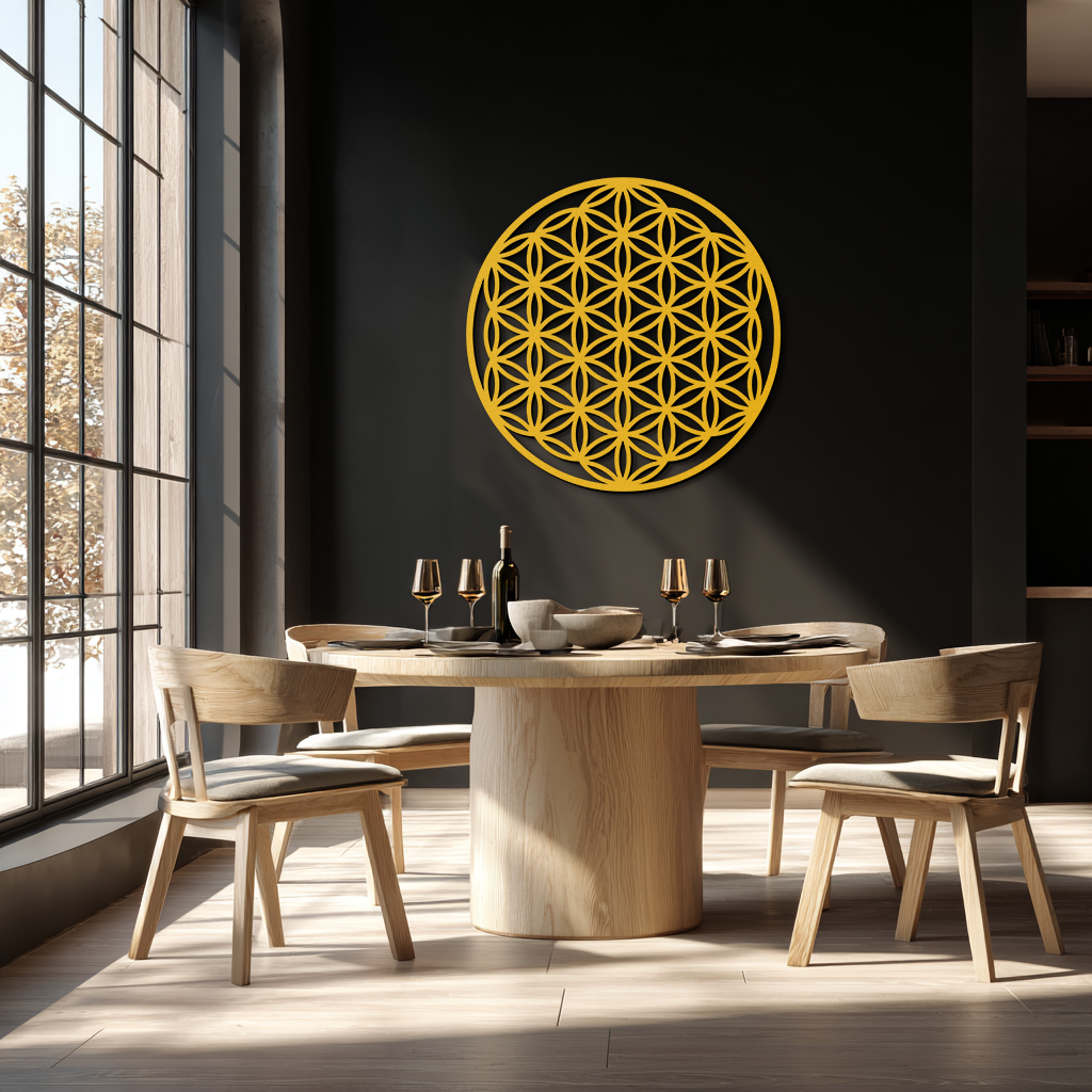 Sacred Geometry Metal Wall Art - Flower of Life Design - KAF158 - New Age Realms