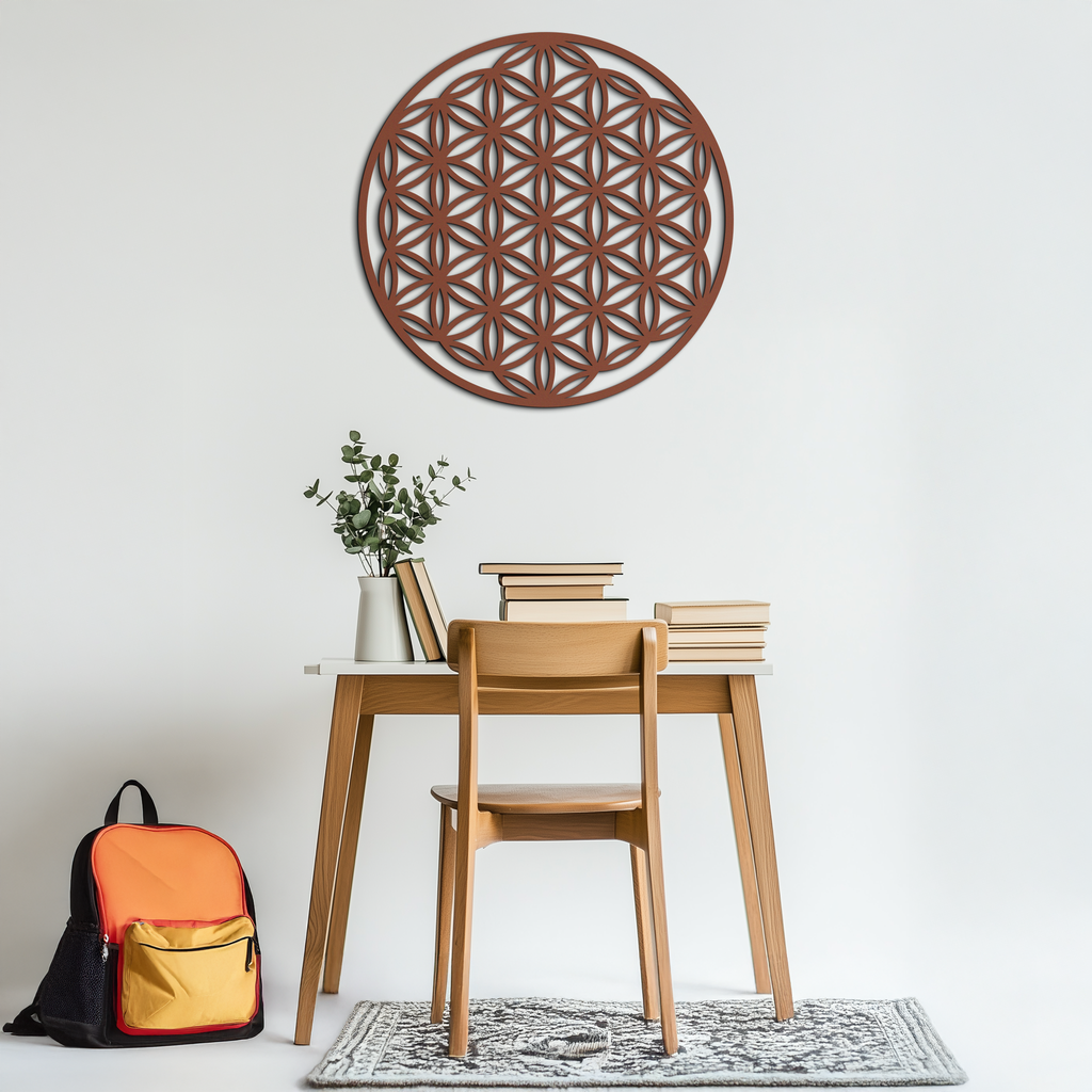 Sacred Geometry Metal Wall Art - Flower of Life Design - KAF158 - New Age Realms