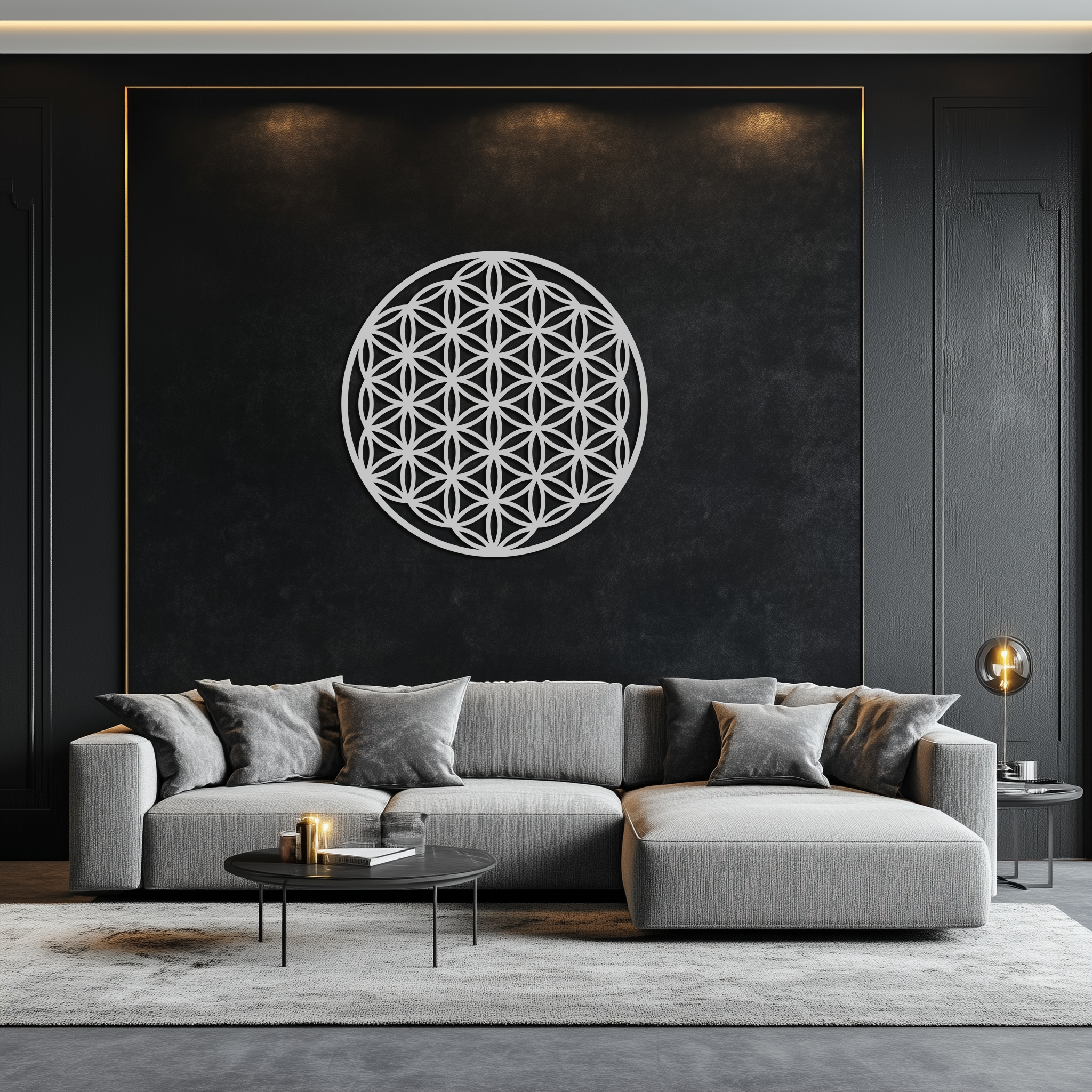 Sacred Geometry Metal Wall Art - Flower of Life Design - KAF158 - New Age Realms