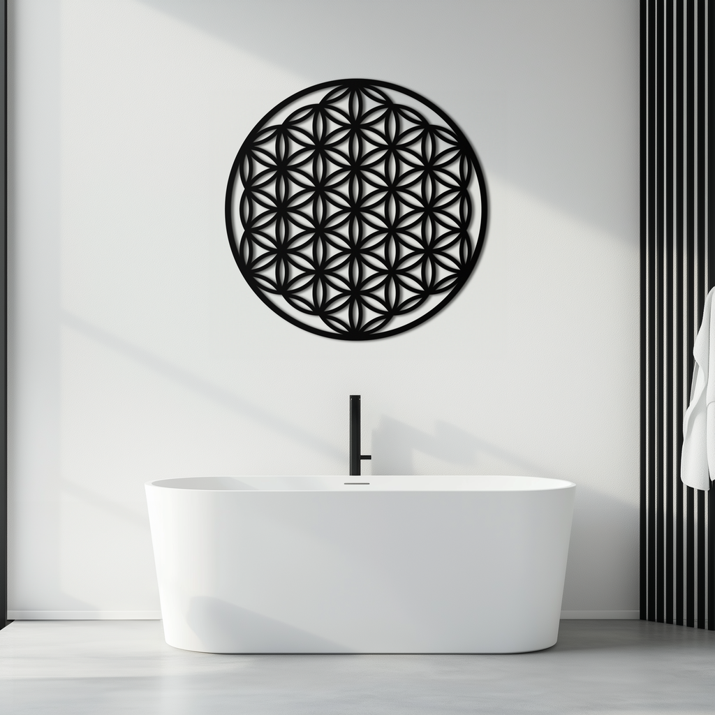 Sacred Geometry Metal Wall Art - Flower of Life Design - KAF158 - New Age Realms