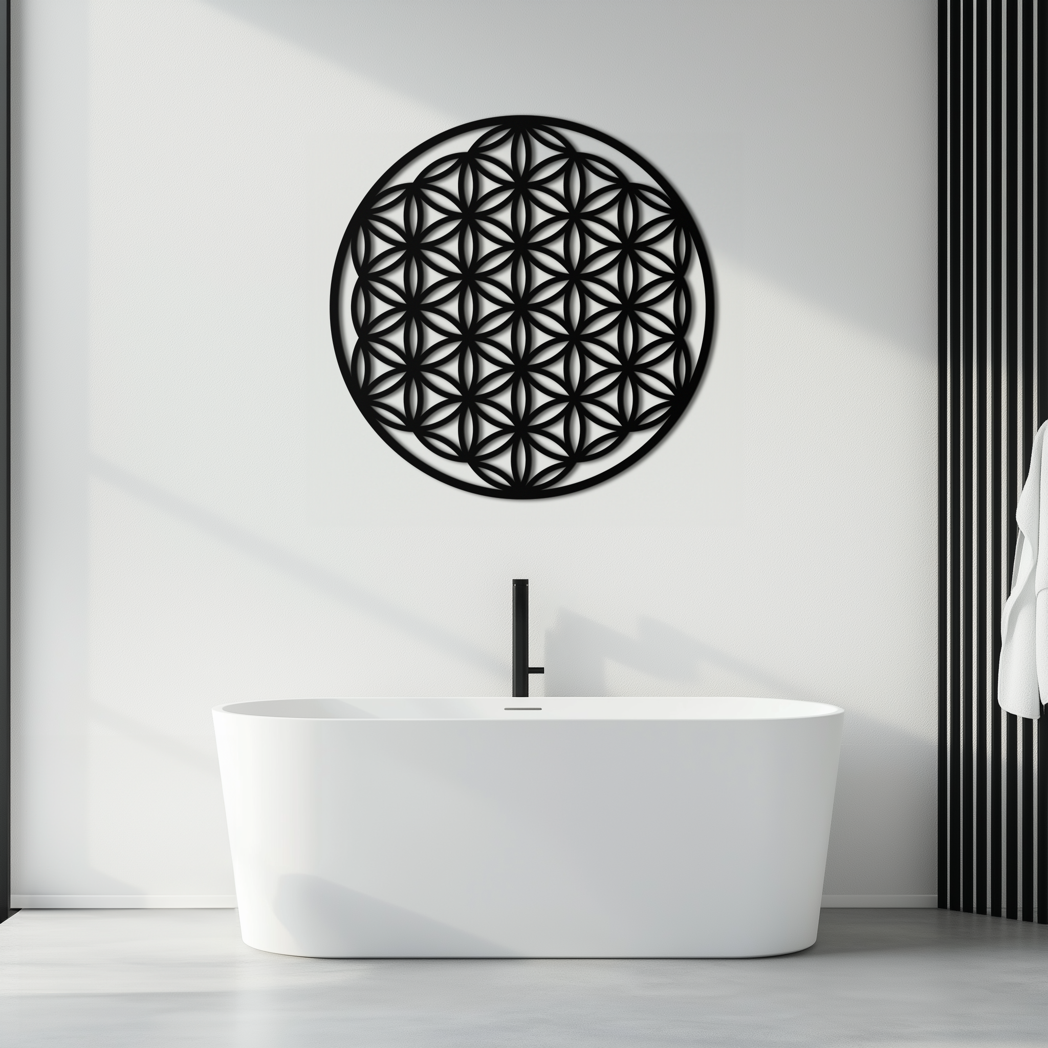 Sacred Geometry Metal Wall Art - Flower of Life Design - KAF158 - New Age Realms