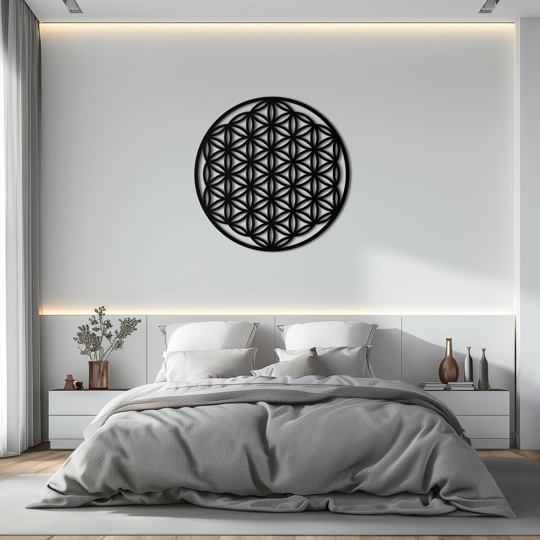 Sacred Geometry Metal Wall Art - Flower of Life Design - KAF158 - New Age Realms