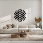 Sacred Geometry Metal Wall Art - Flower of Life Design - KAF158 - New Age Realms