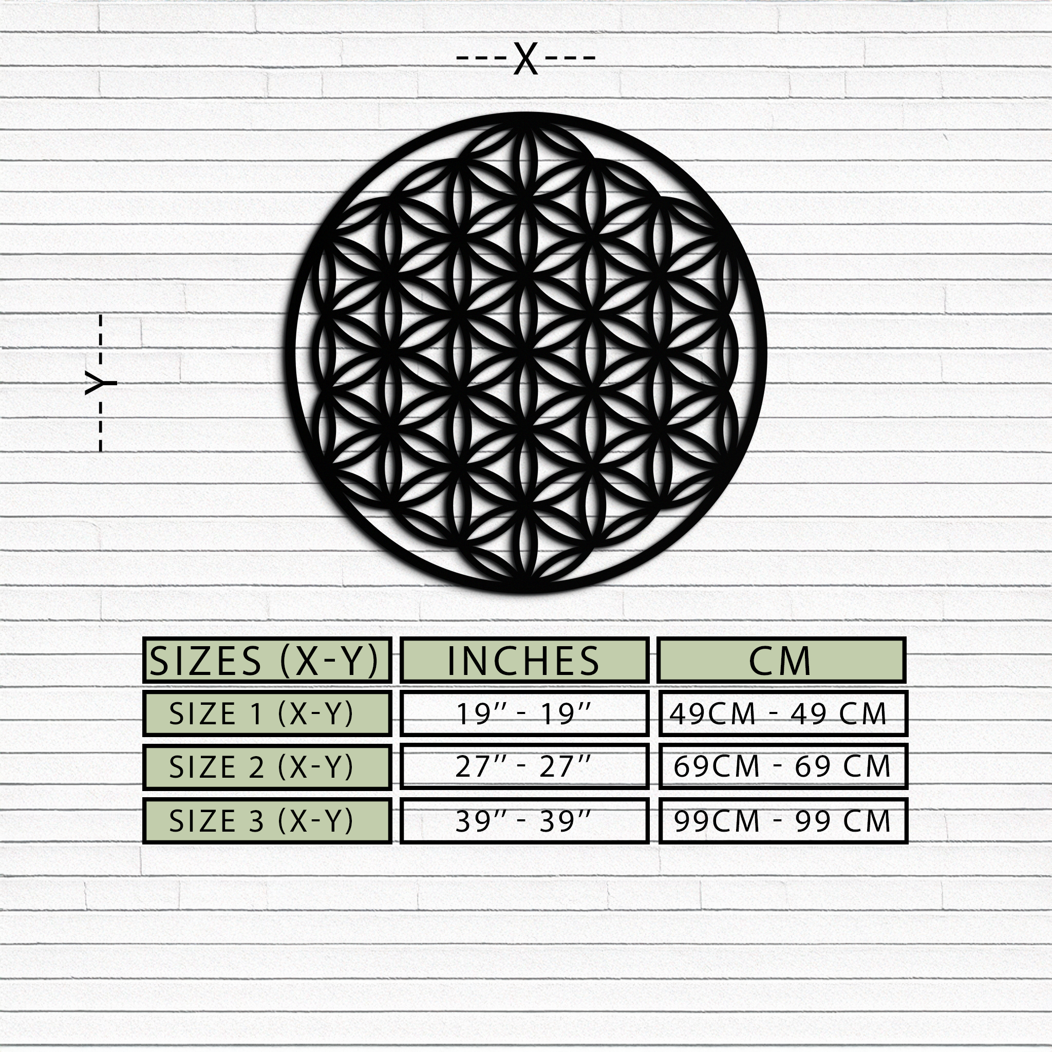 Sacred Geometry Metal Wall Art - Flower of Life Design - KAF158 - New Age Realms