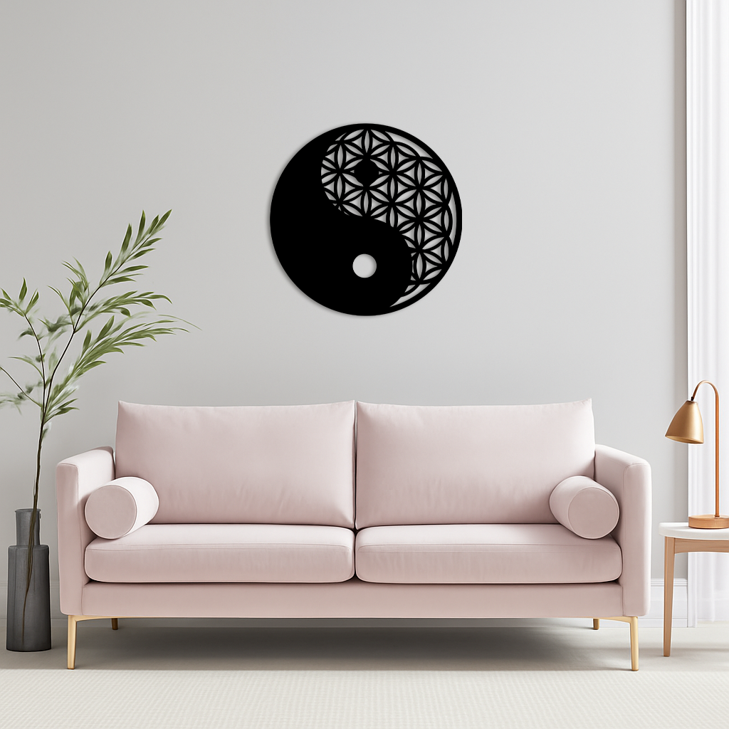 Lotus Mandala Silhouette Metal Wall Art – Sacred Geometry Design - KAFGP056 - New Age Realms