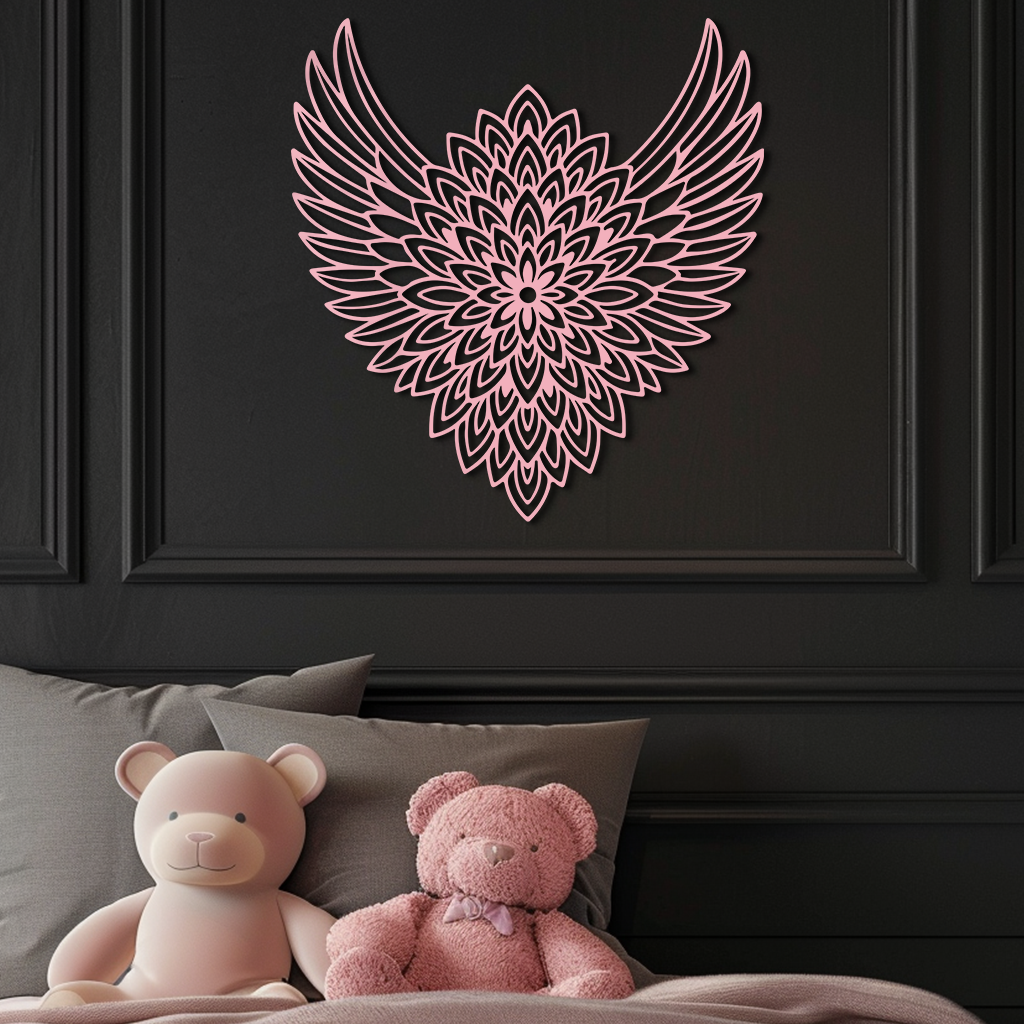 Winged Mandala Metal Wall Art – Sacred Geometry Design - KAFGP057 - New Age Realms
