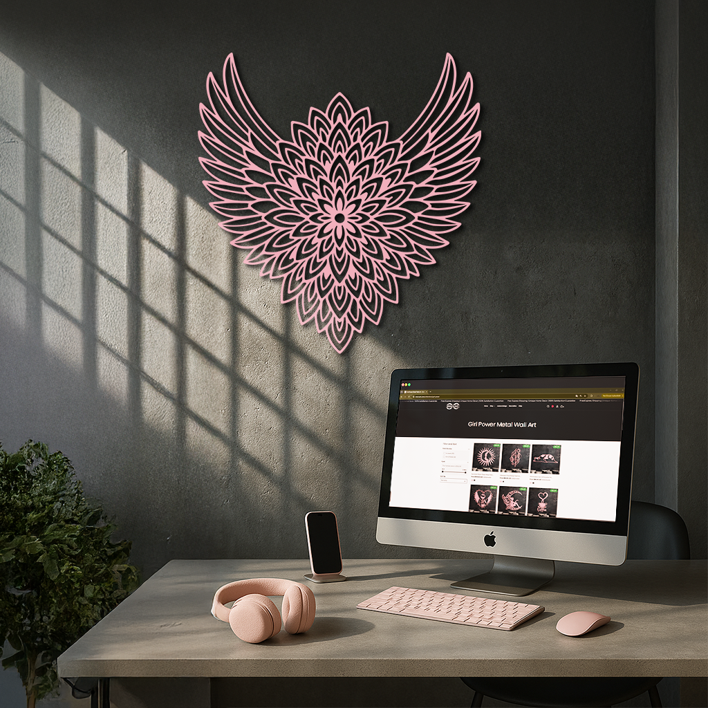 Winged Mandala Metal Wall Art – Sacred Geometry Design - KAFGP057 - New Age Realms