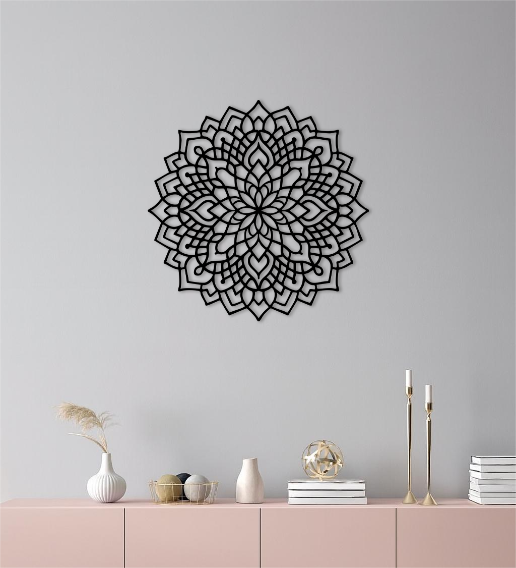 Mandala Silhouette Metal Wall Art – Intricate Sacred Geometry Design - KAFGP058 - New Age Realms