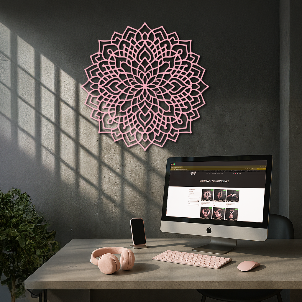 Mandala Silhouette Metal Wall Art – Intricate Sacred Geometry Design - KAFGP058 - New Age Realms