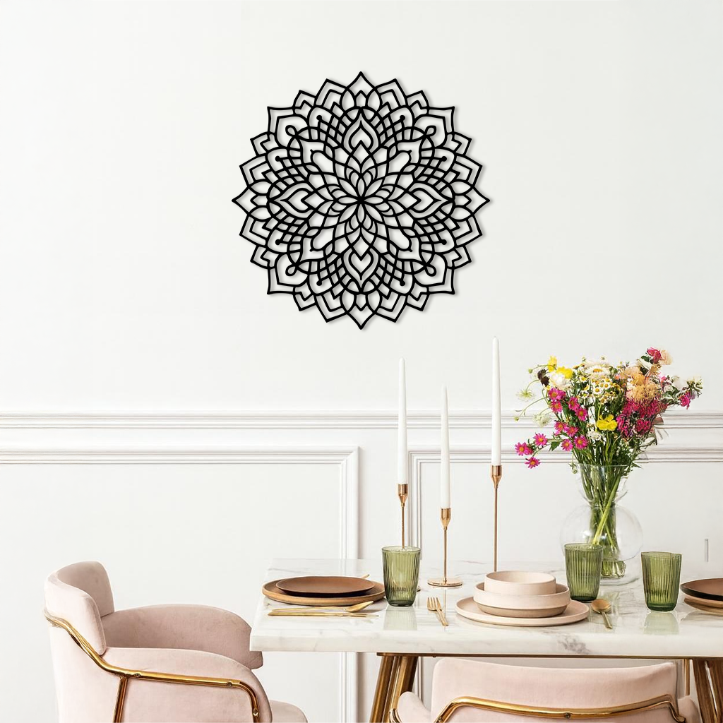 Mandala Silhouette Metal Wall Art – Intricate Sacred Geometry Design - KAFGP058 - New Age Realms