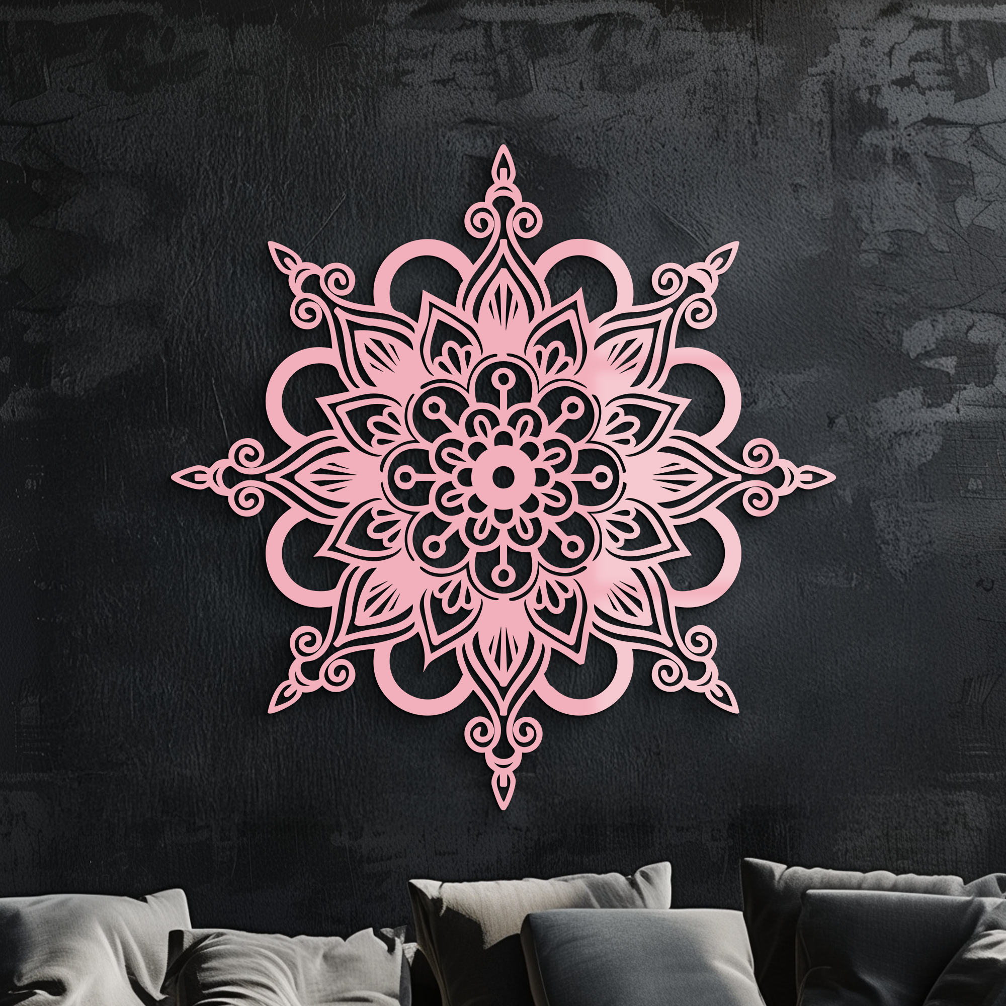 Mandala Silhouette Metal Wall Art – Sacred Geometry Flower Design - KAFGP060 - New Age Realms