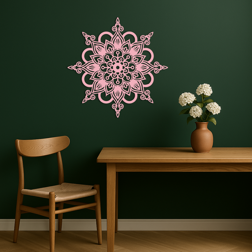 Mandala Silhouette Metal Wall Art – Sacred Geometry Flower Design - KAFGP060 - New Age Realms