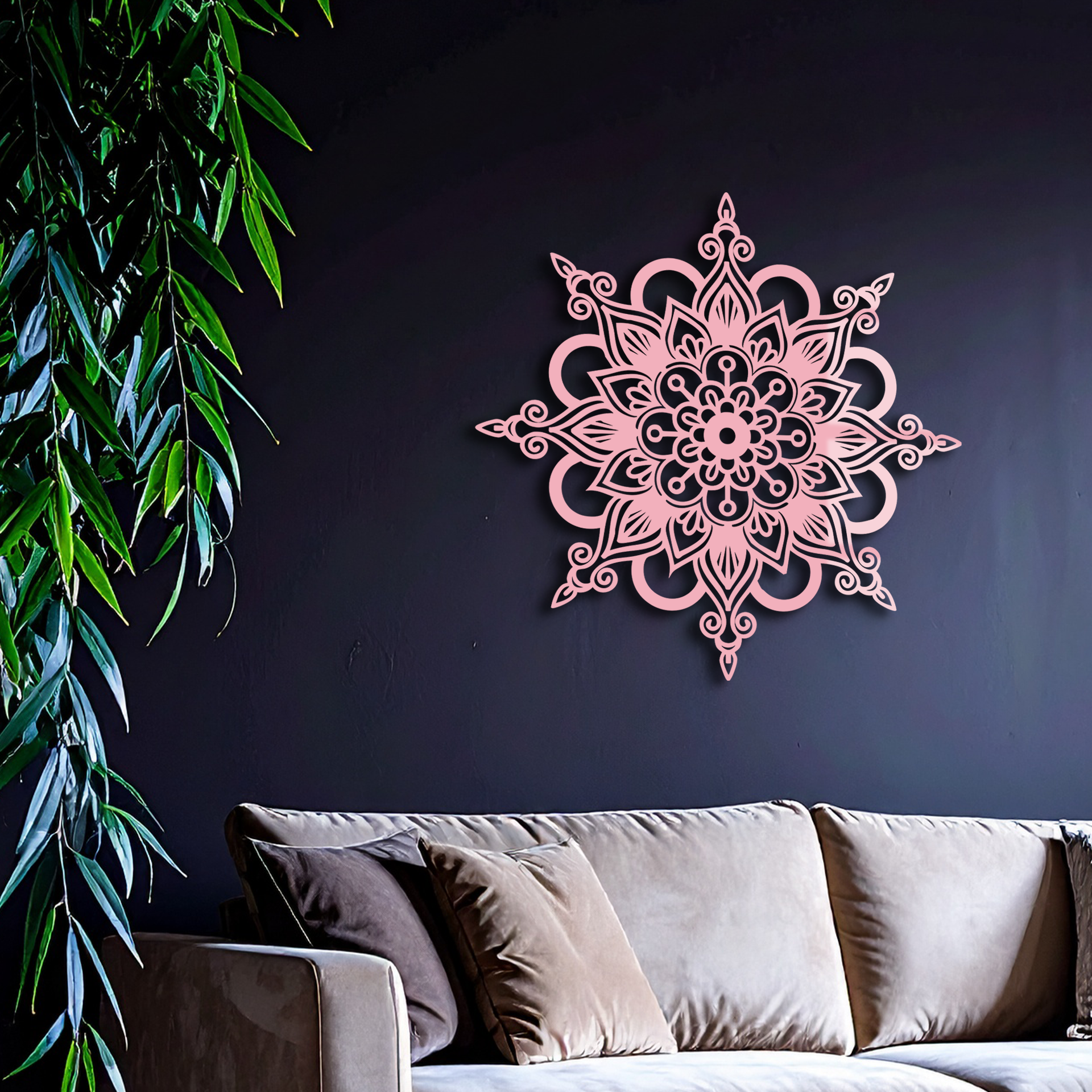 Mandala Silhouette Metal Wall Art – Sacred Geometry Flower Design - KAFGP060 - New Age Realms