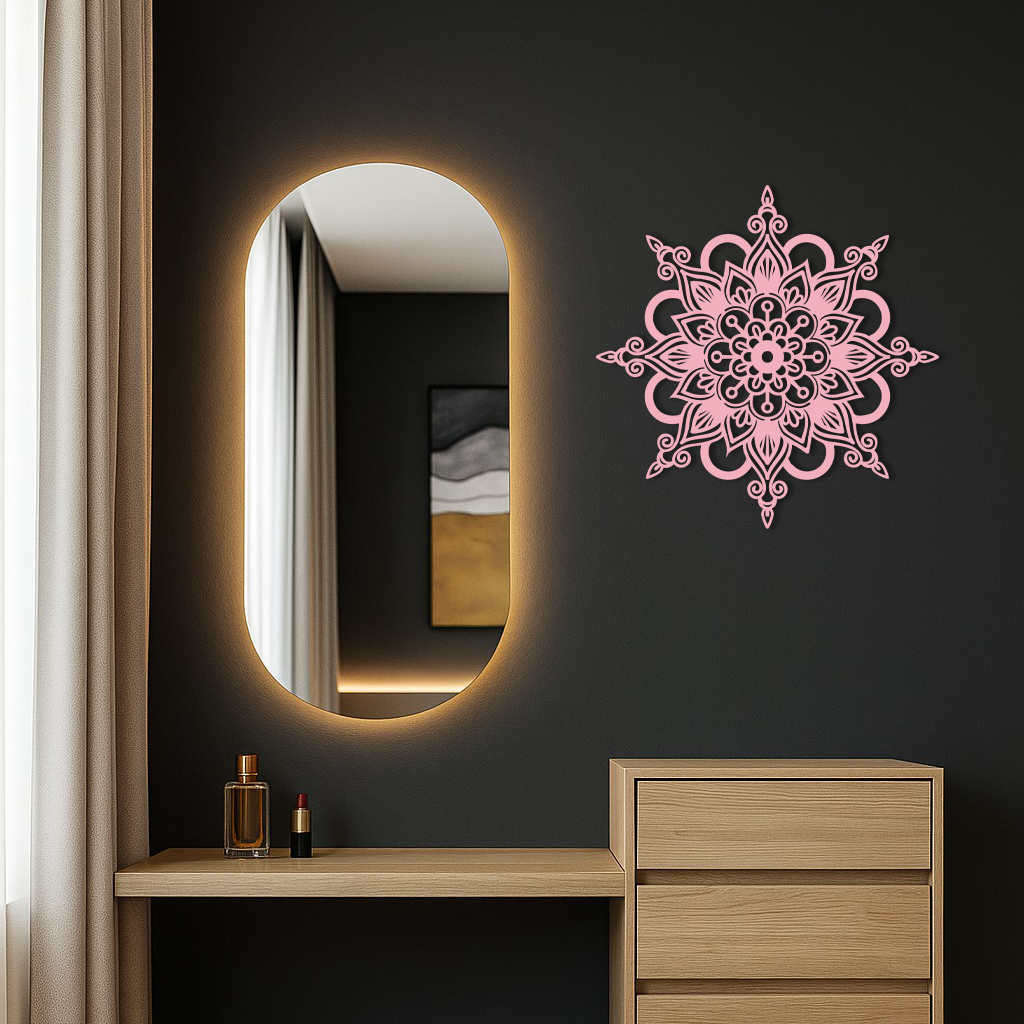 Mandala Silhouette Metal Wall Art – Sacred Geometry Flower Design - KAFGP060 - New Age Realms