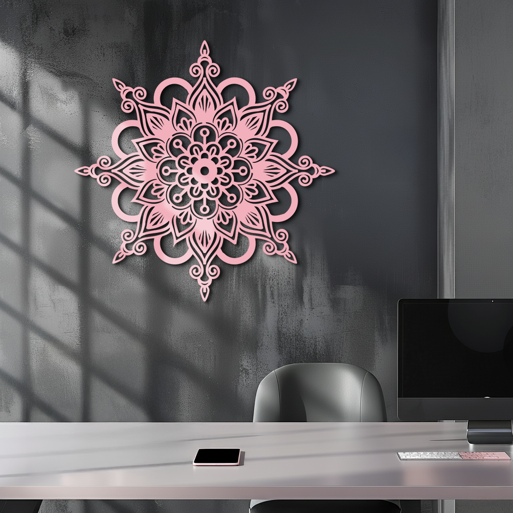 Mandala Silhouette Metal Wall Art – Sacred Geometry Flower Design - KAFGP060 - New Age Realms