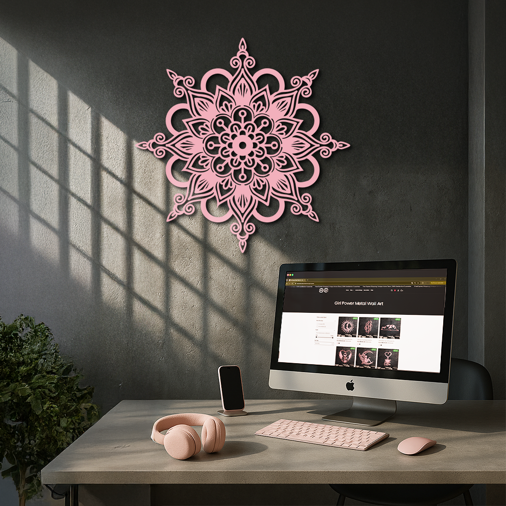 Mandala Silhouette Metal Wall Art – Sacred Geometry Flower Design - KAFGP060 - New Age Realms