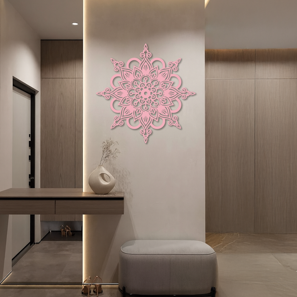 Mandala Silhouette Metal Wall Art – Sacred Geometry Flower Design - KAFGP060 - New Age Realms