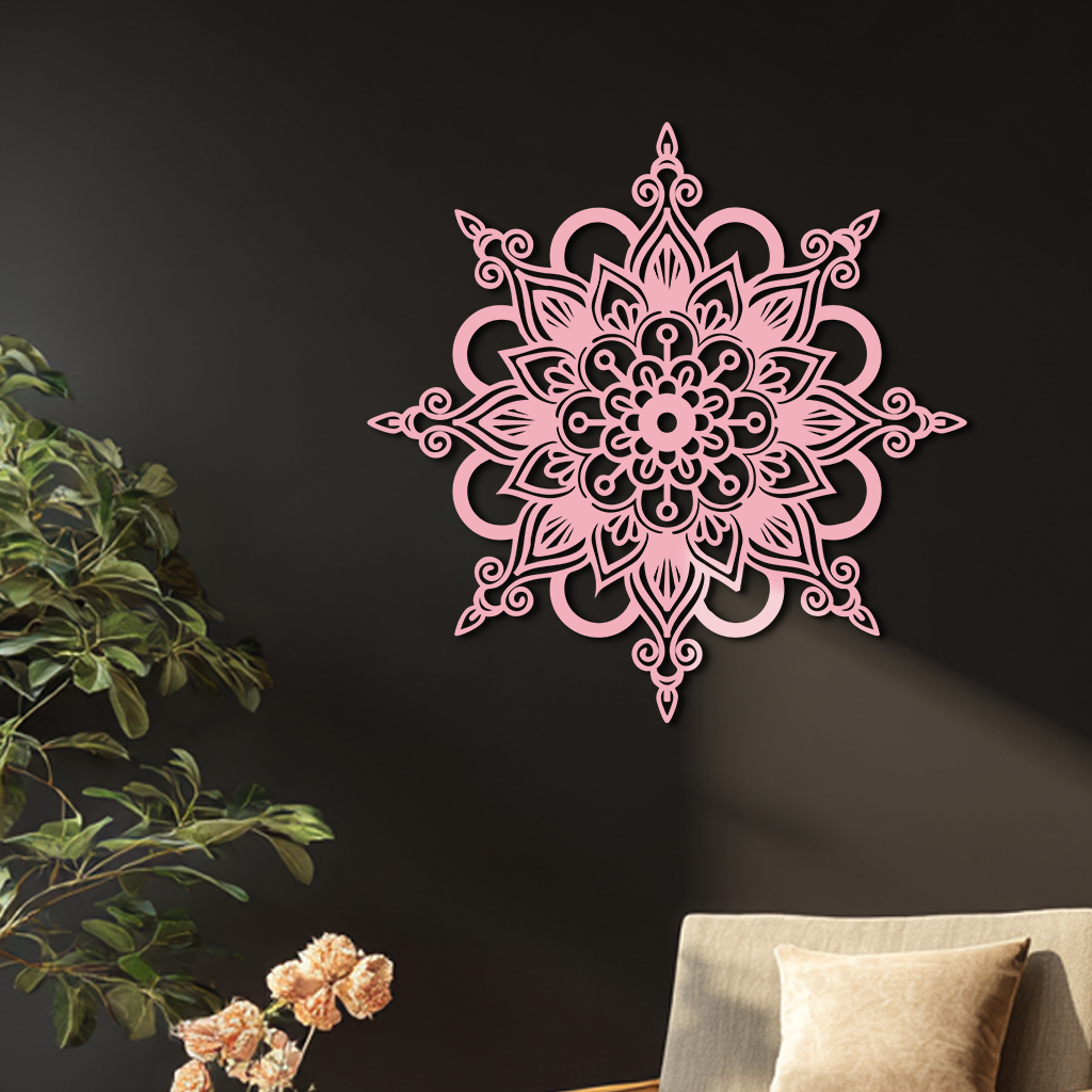 Mandala Silhouette Metal Wall Art – Sacred Geometry Flower Design - KAFGP060 - New Age Realms