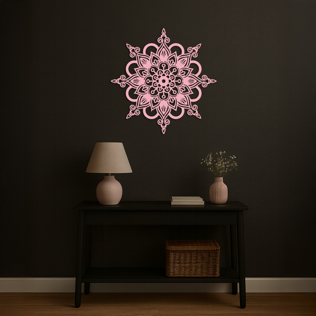 Mandala Silhouette Metal Wall Art – Sacred Geometry Flower Design - KAFGP060 - New Age Realms