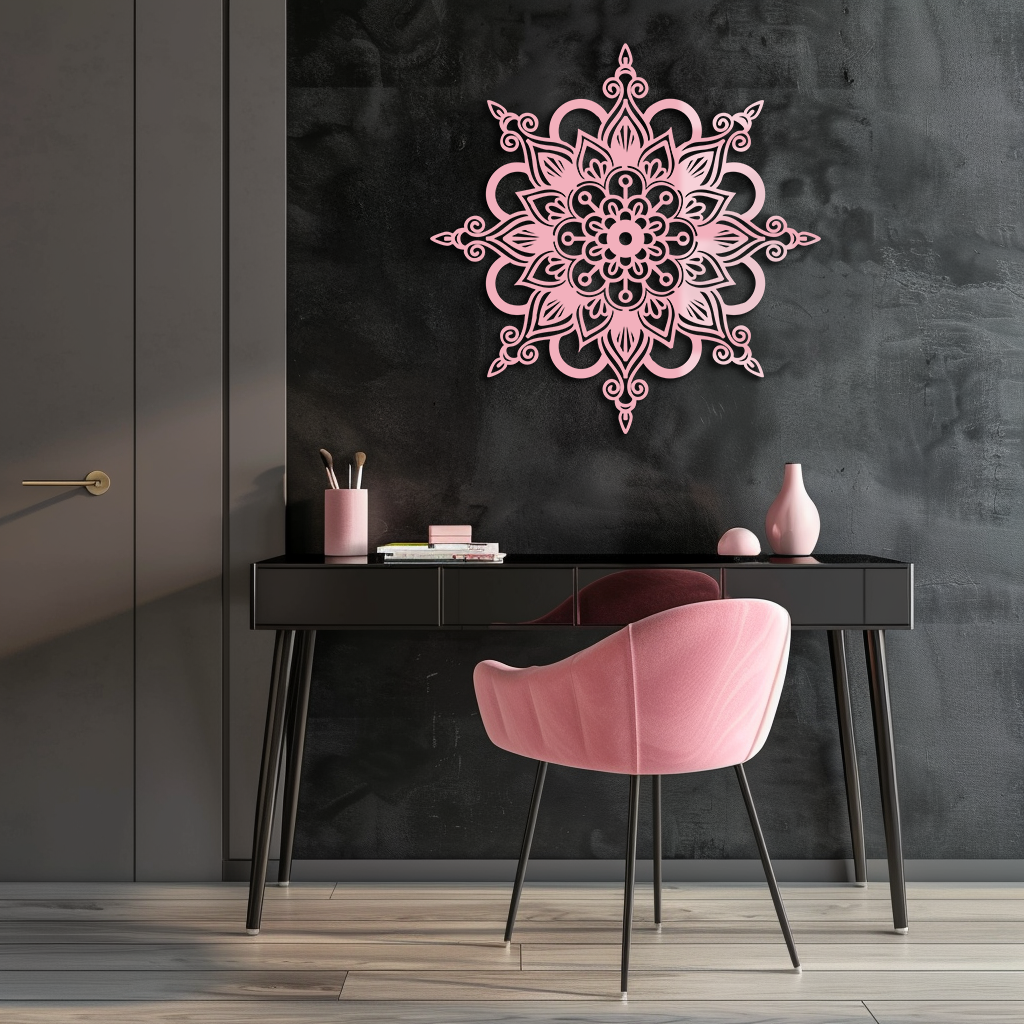 Mandala Silhouette Metal Wall Art – Sacred Geometry Flower Design - KAFGP060 - New Age Realms