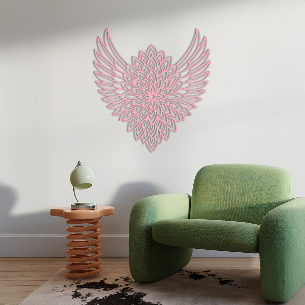 Winged Mandala Metal Wall Art – Sacred Geometry Design - KAFGP057 - New Age Realms