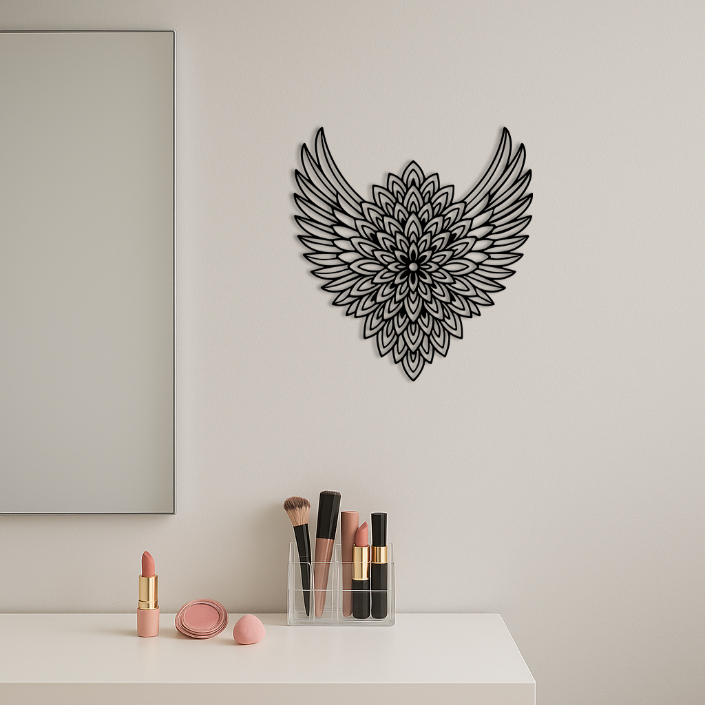 Winged Mandala Metal Wall Art – Sacred Geometry Design - KAFGP057 - New Age Realms