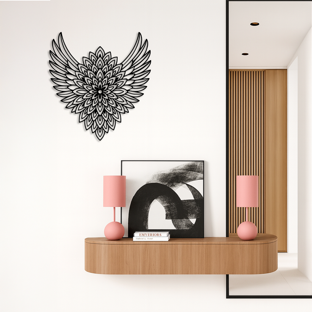 Winged Mandala Metal Wall Art – Sacred Geometry Design - KAFGP057 - New Age Realms