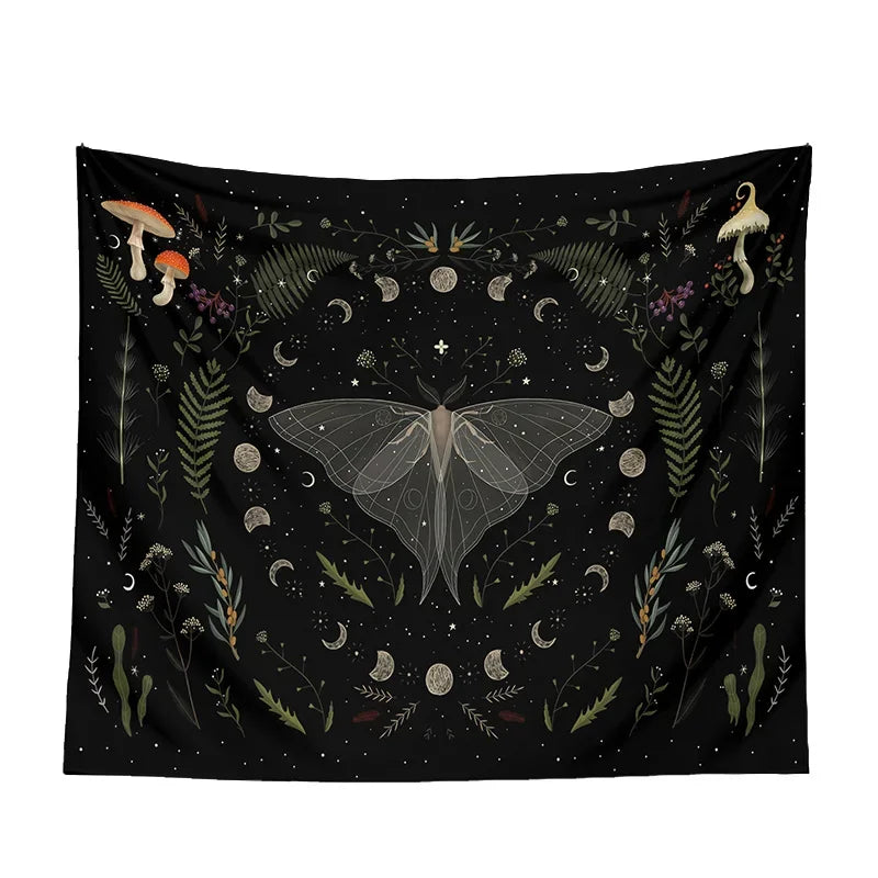 Moon Phase Black Tapestries - New Age Realms