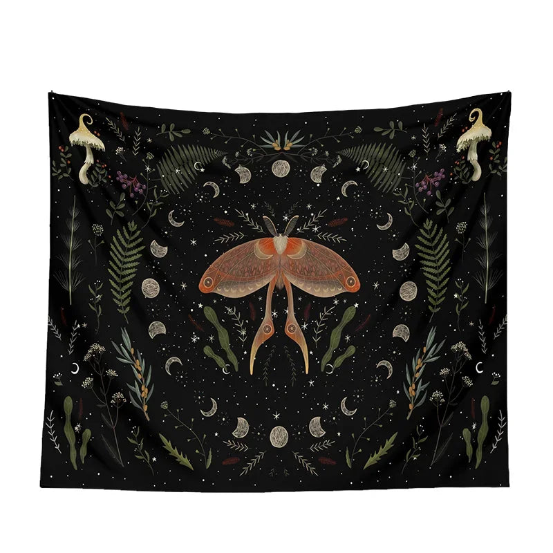 Moon Phase Black Tapestries - New Age Realms