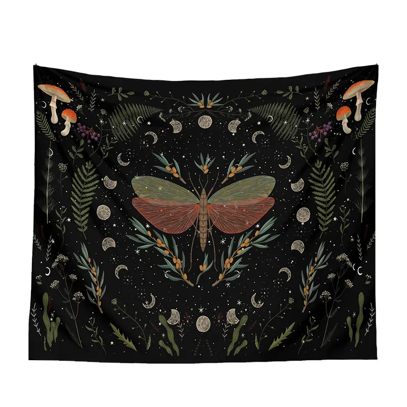 Moon Phase Black Tapestries - New Age Realms