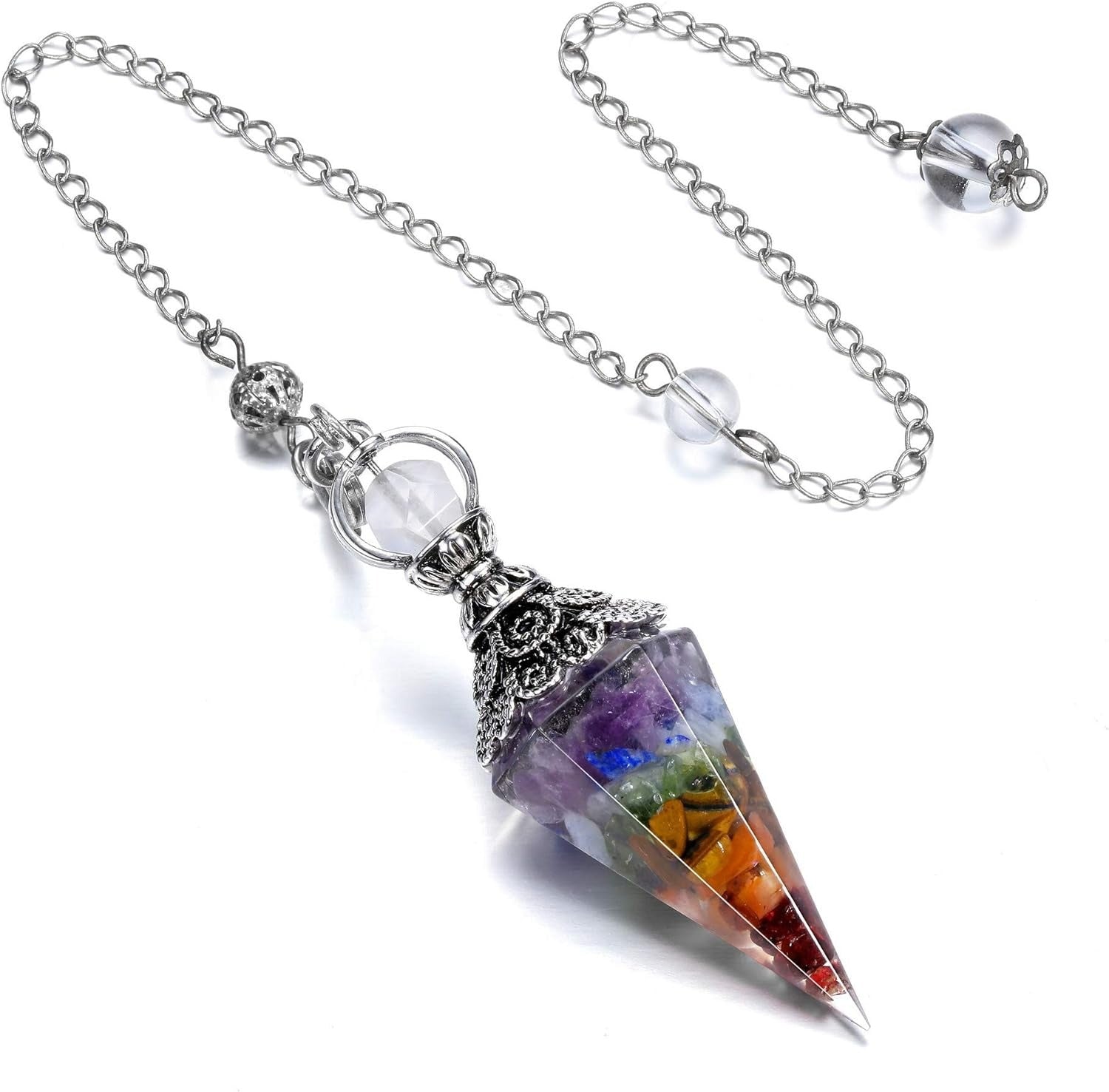 Sier Colorful Crystal Pendulum Stone Gravel Pendants - New Age Realms