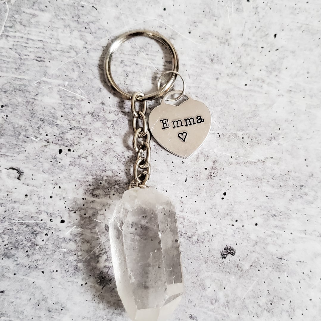 Personalized Raw Crystal Keychain - New Age Realms