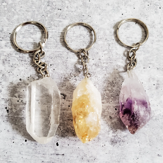 Personalized Raw Crystal Keychain - New Age Realms