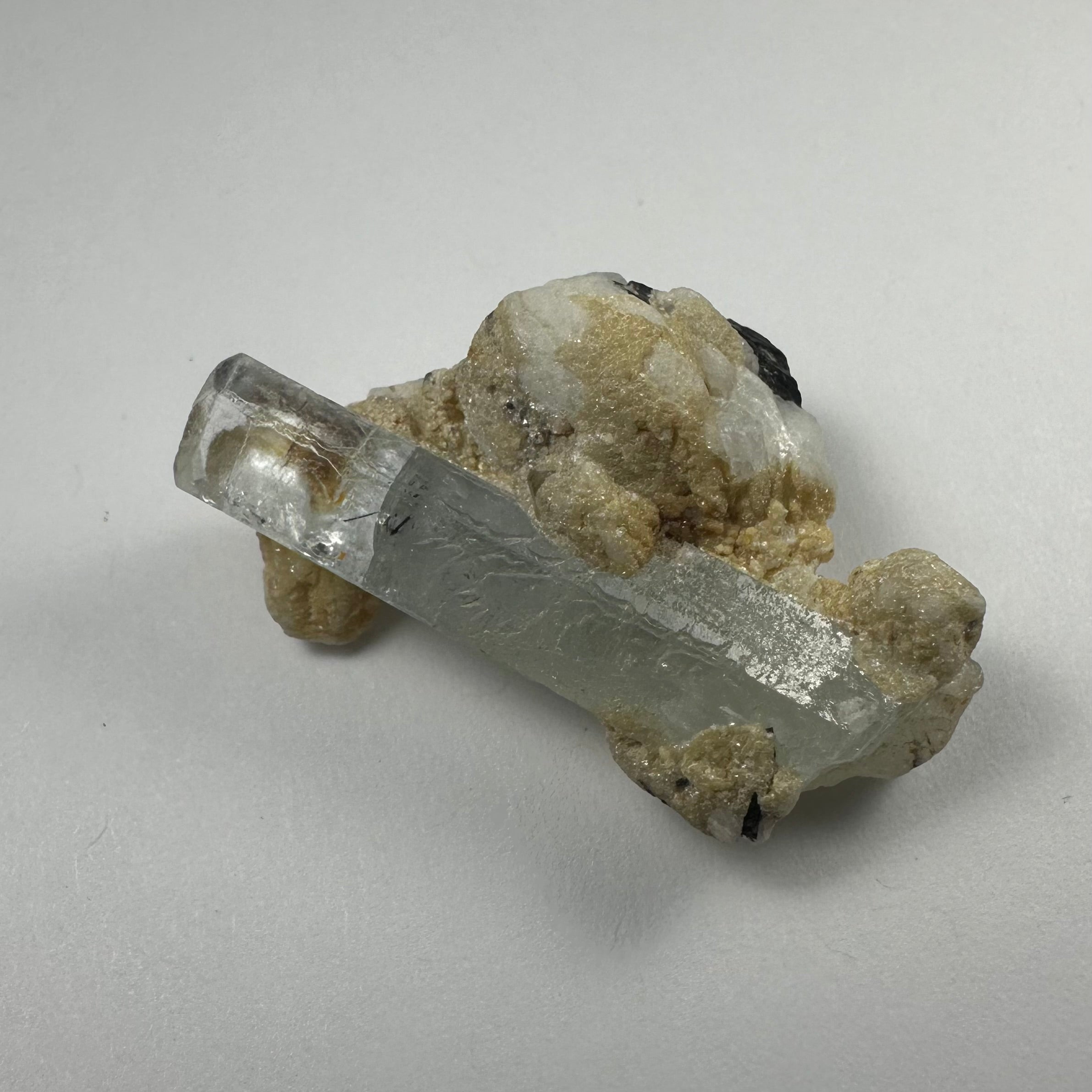 Aquamarine on Albite with Black Tourmaline Shigar Valley, Skardu, Pakistan - New Age Realms