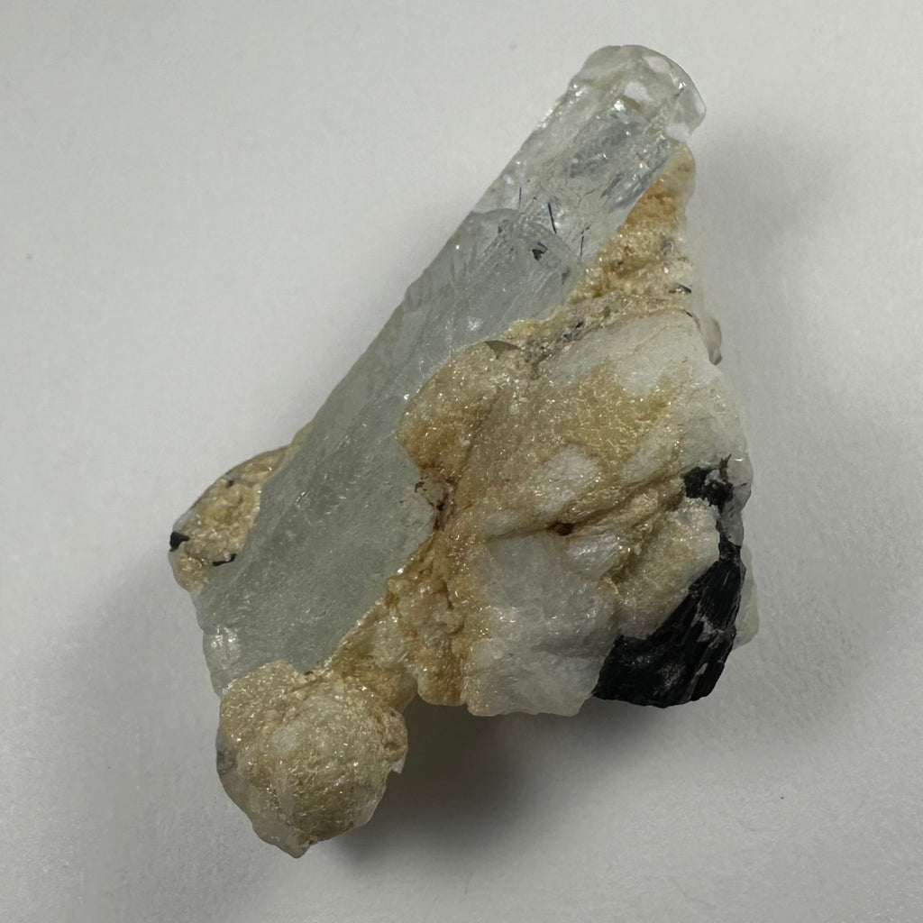 Aquamarine on Albite with Black Tourmaline Shigar Valley, Skardu, Pakistan - New Age Realms