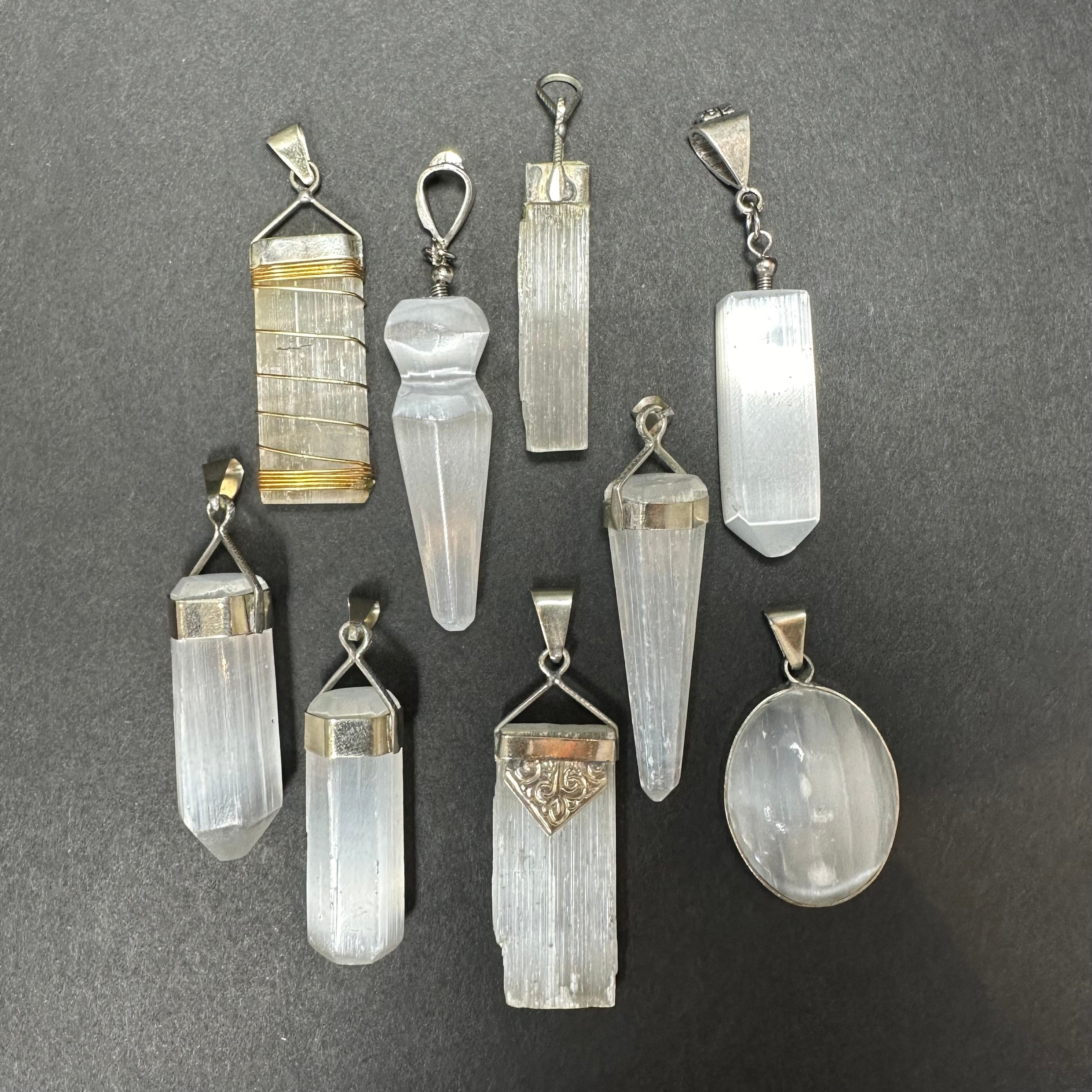 Selenite Pendant in Sterling Silver Clasp - New Age Realms