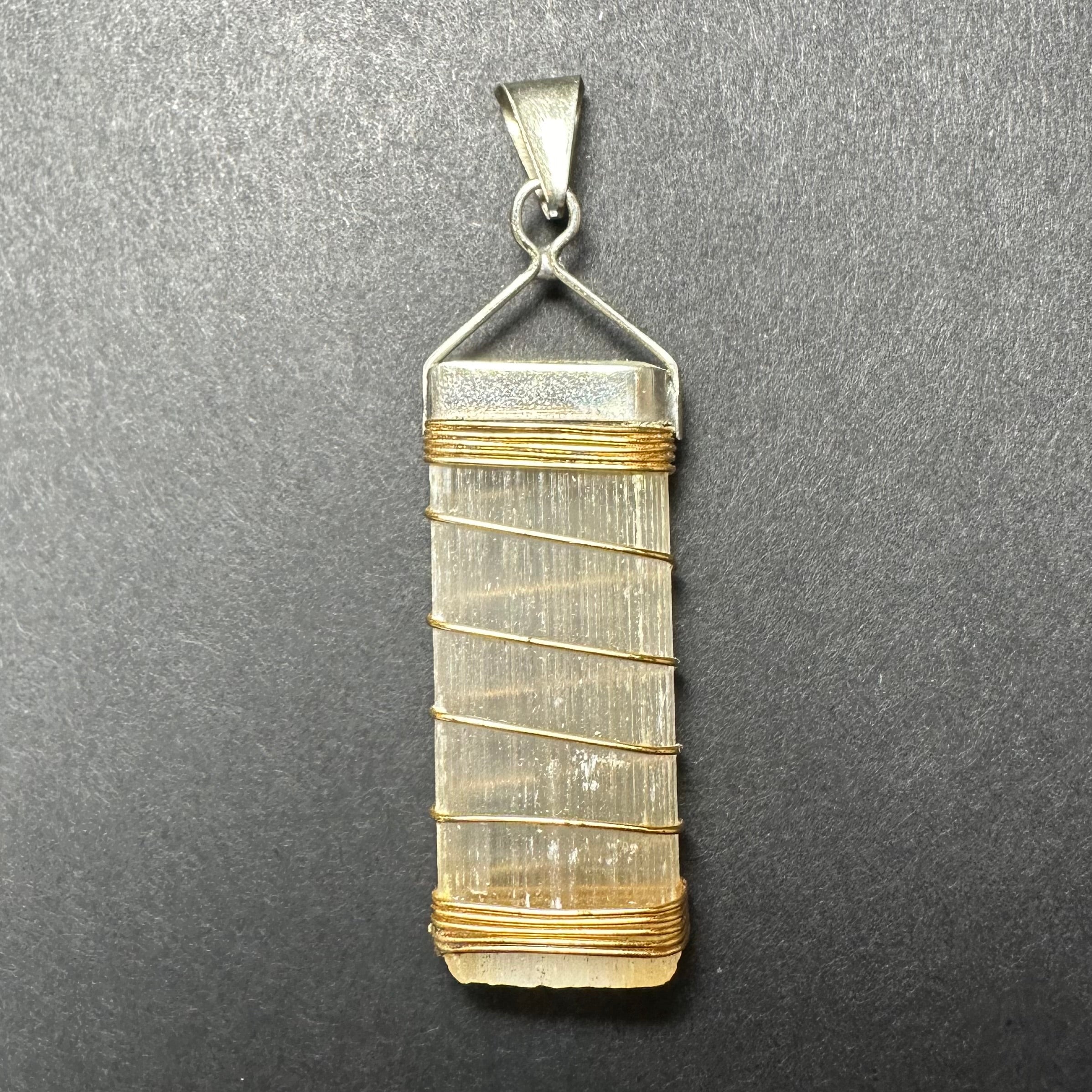 Selenite Pendant in Sterling Silver Clasp - New Age Realms