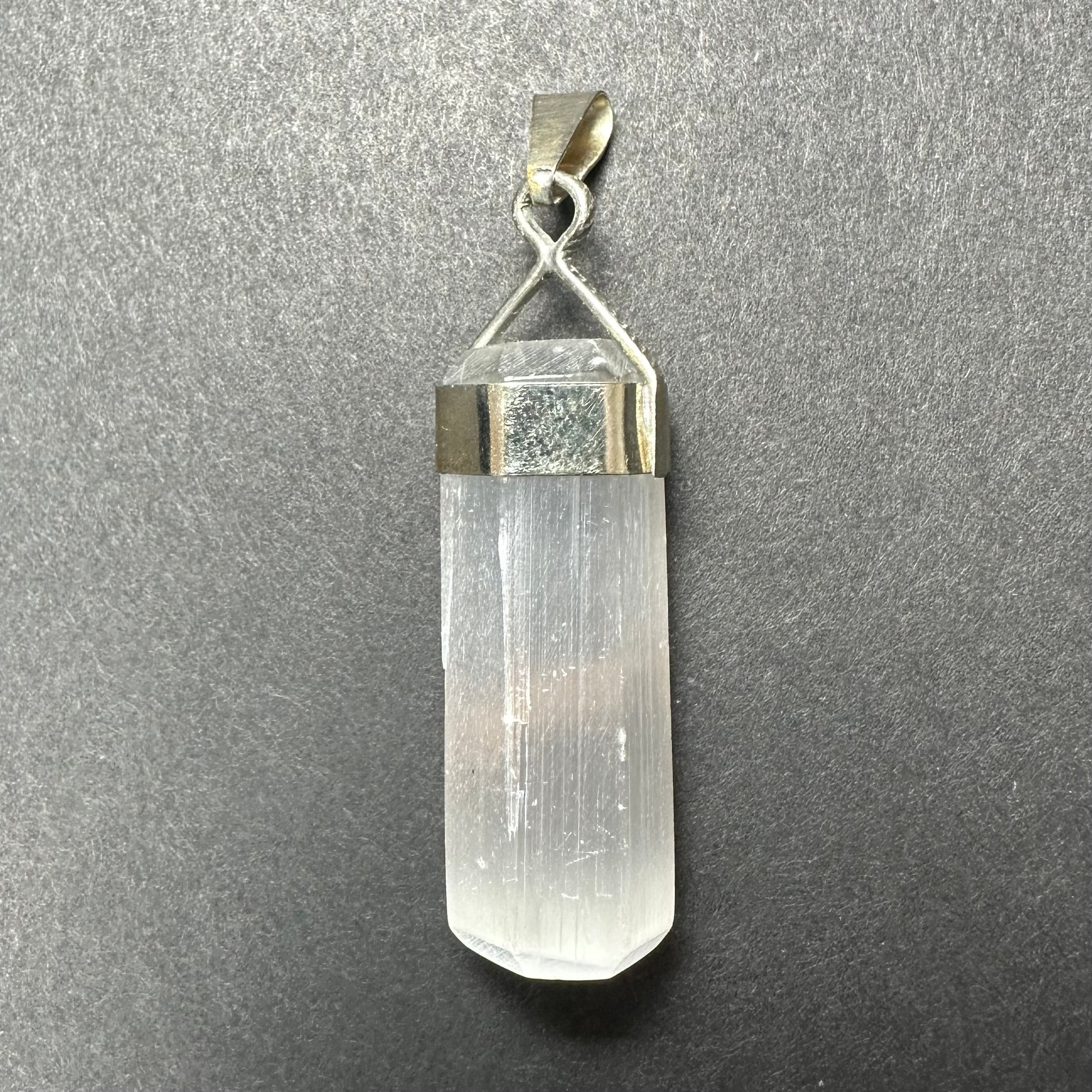 Selenite Pendant in Sterling Silver Clasp - New Age Realms