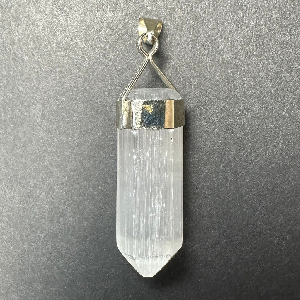 Selenite Pendant in Sterling Silver Clasp - New Age Realms