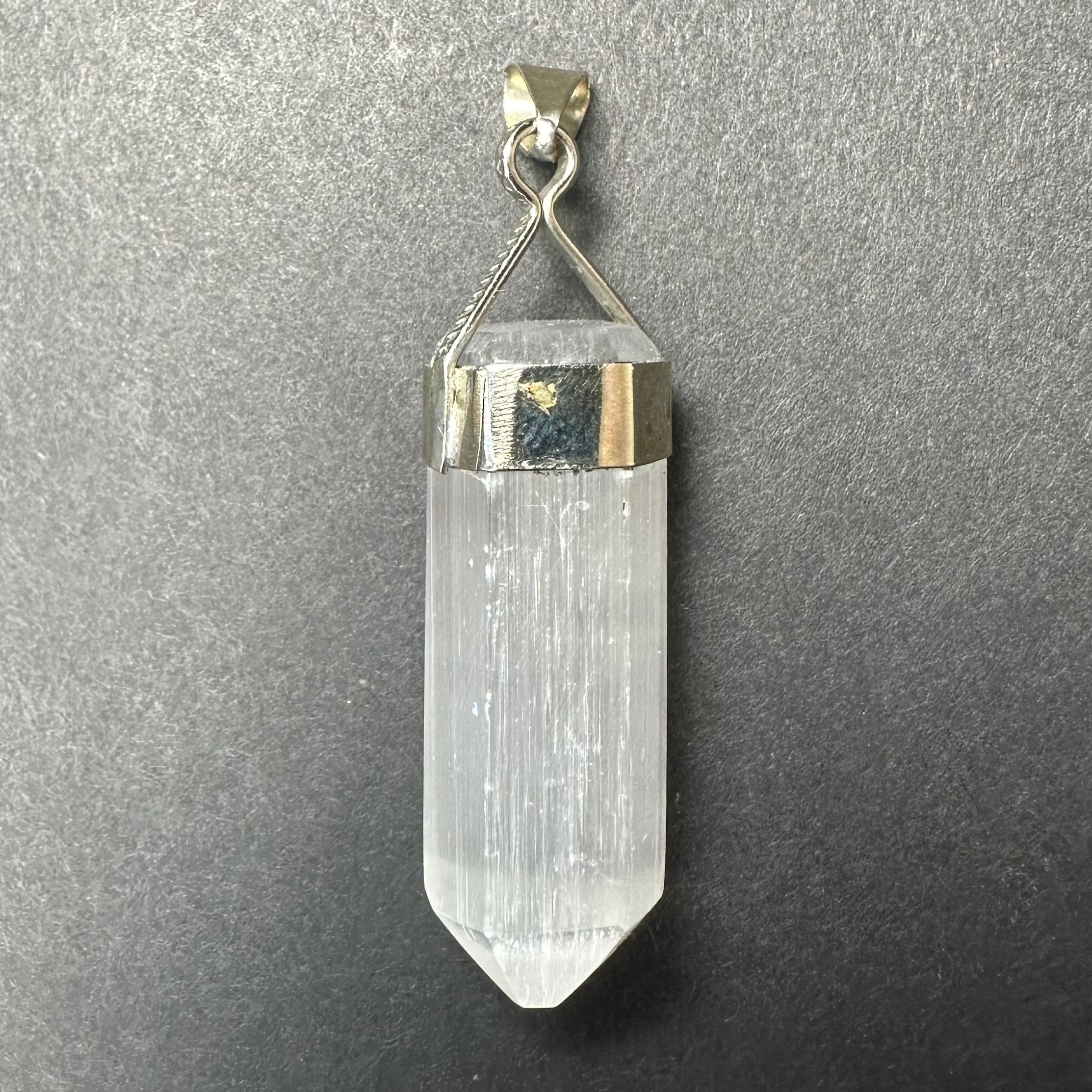 Selenite Pendant in Sterling Silver Clasp - New Age Realms