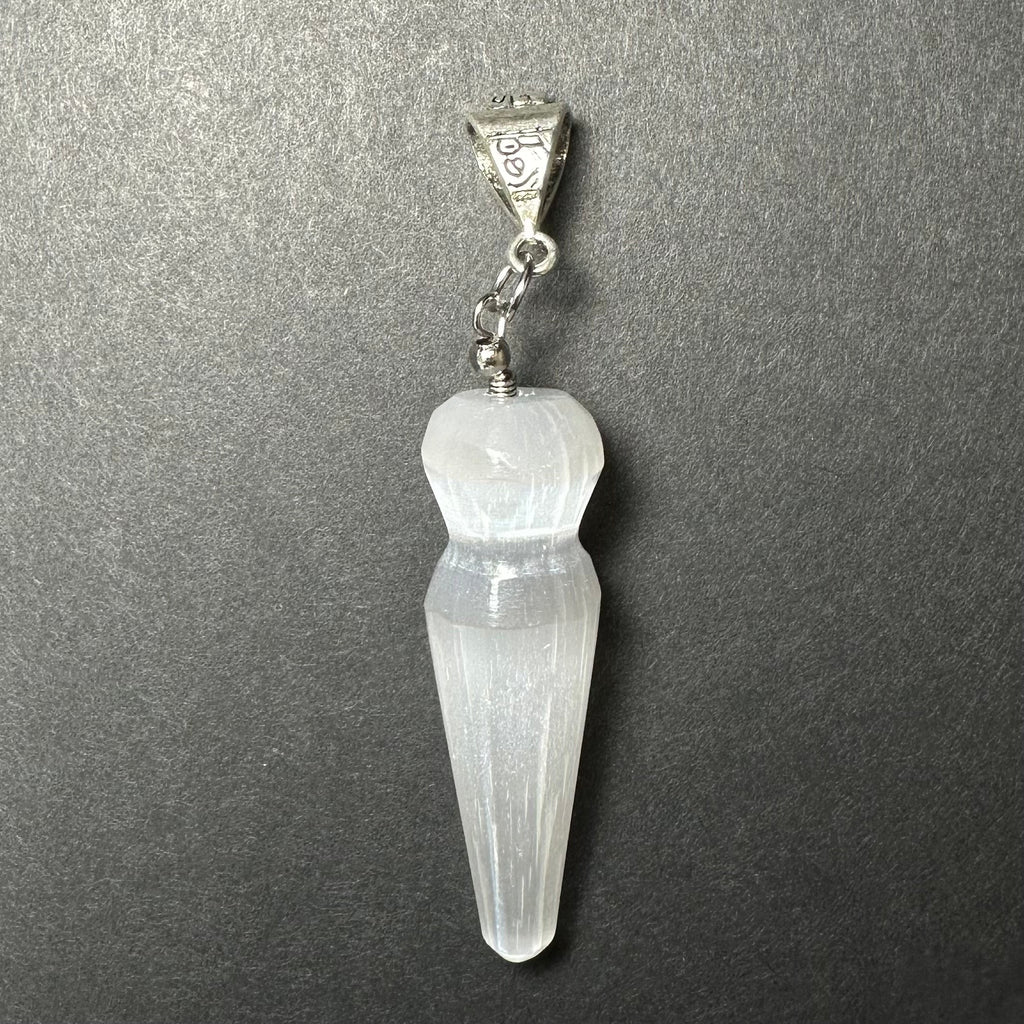 Selenite Pendant in Sterling Silver Clasp - New Age Realms