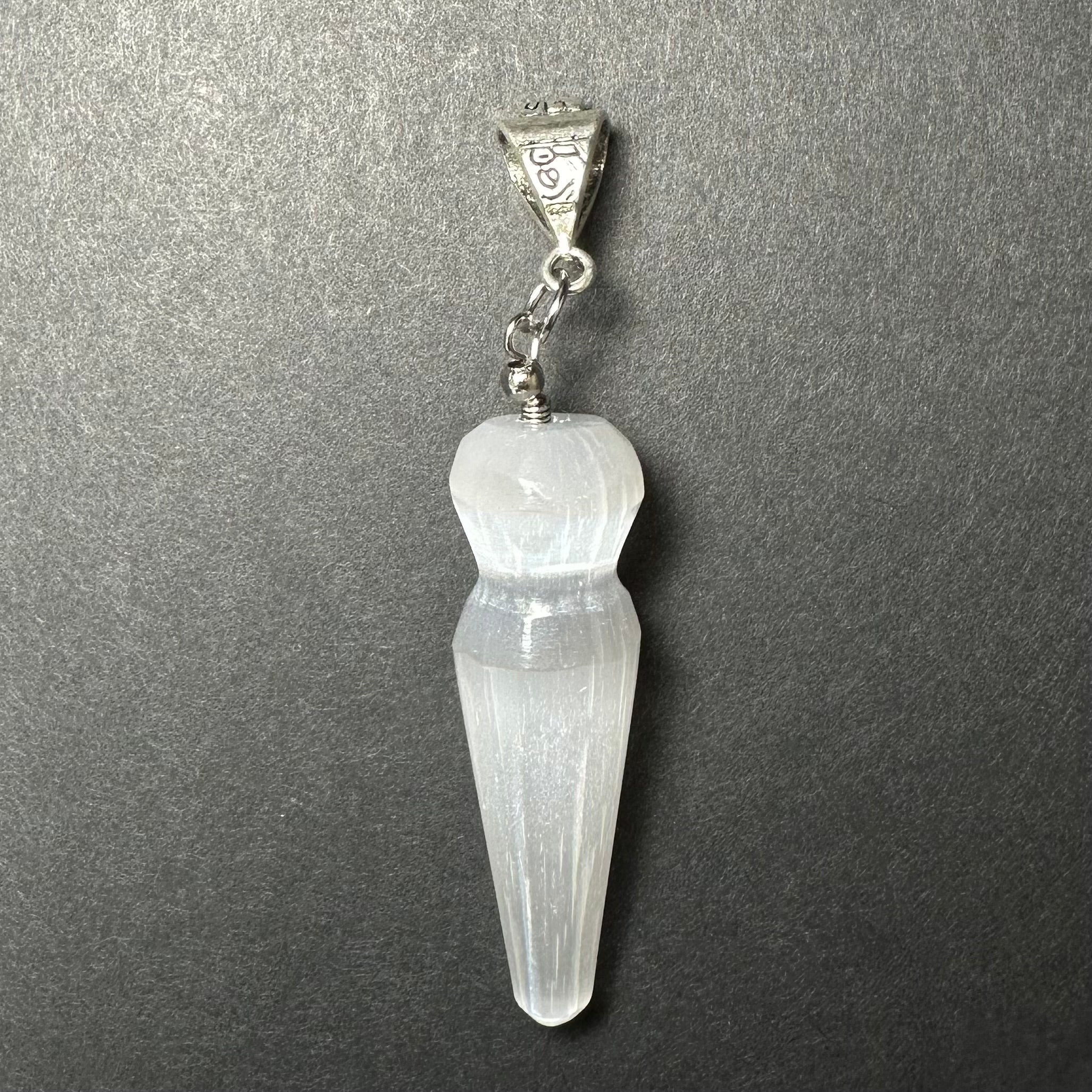 Selenite Pendant in Sterling Silver Clasp - New Age Realms
