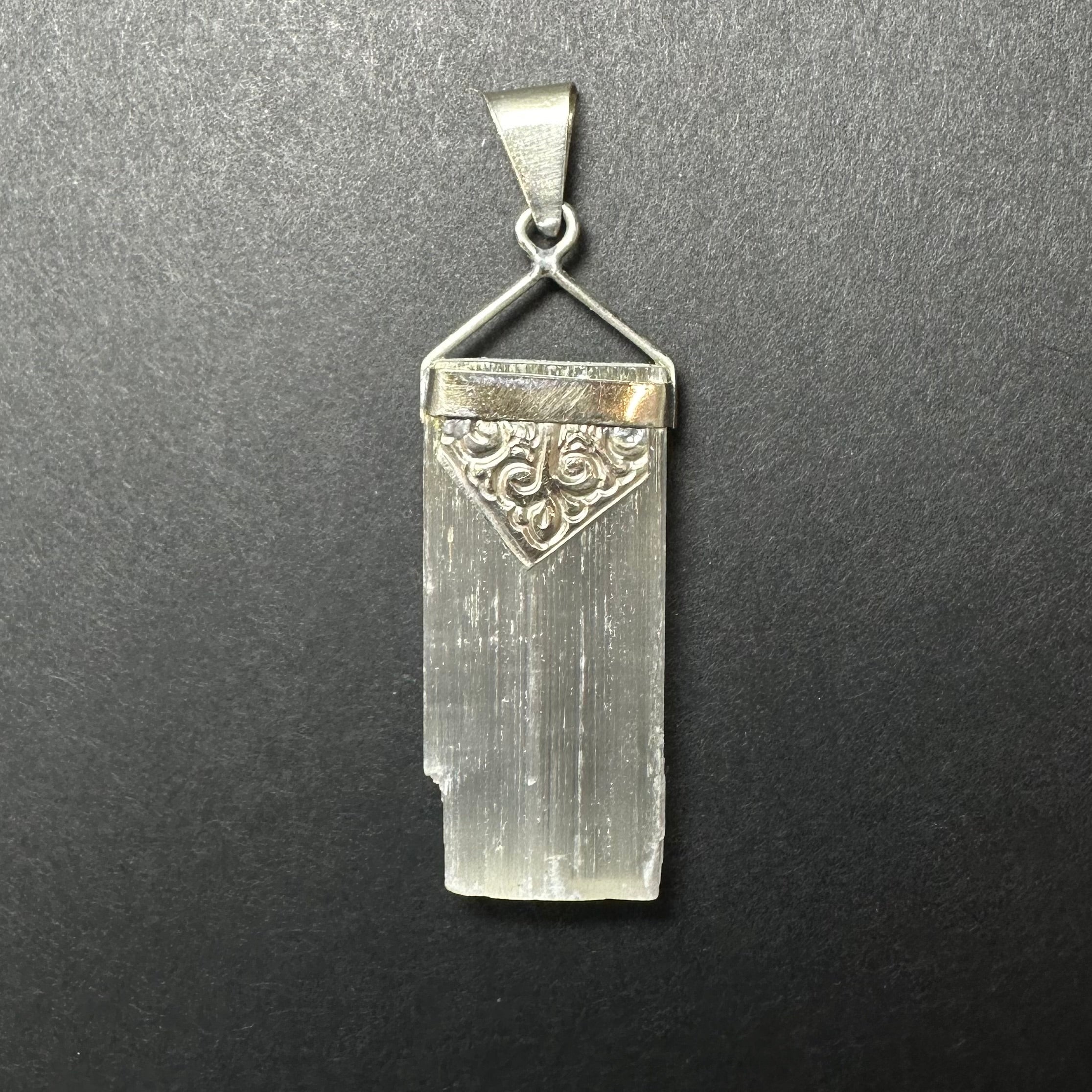 Selenite Pendant in Sterling Silver Clasp - New Age Realms